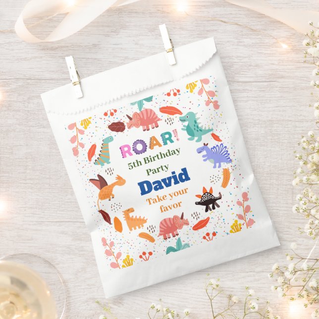 colourful Dinosaurs themed birthday party   Favour Bags (Clipped)