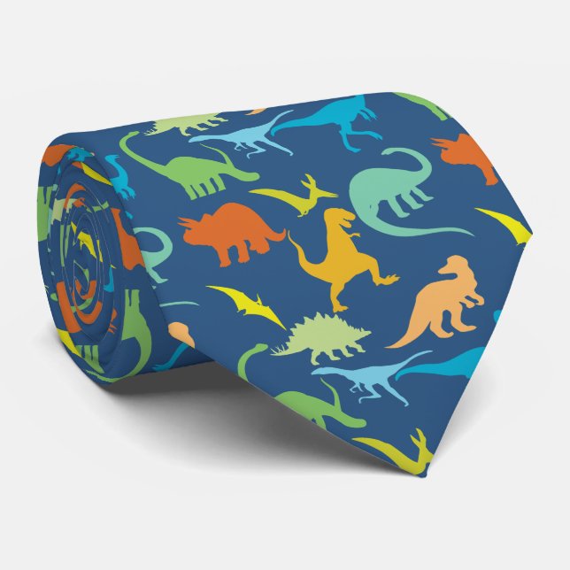 Colourful Dinosaurs Tie (Rolled)