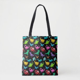 Colourful dinosaurs tote bag
