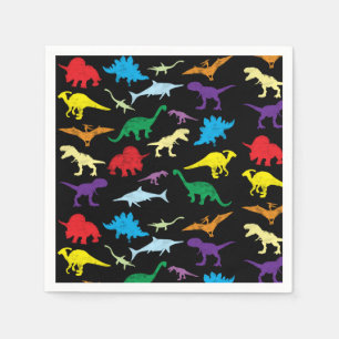 Colourful Dinosaurs Watercolor Kids Birthday Party Napkin