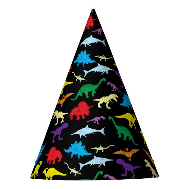 Colourful Dinosaurs Watercolor Kids Birthday Party Party Hat (Front)