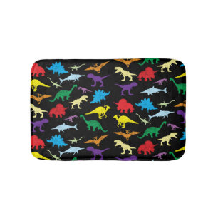 Colourful Dinosaurs Watercolor Kids Pattern Bath Mat