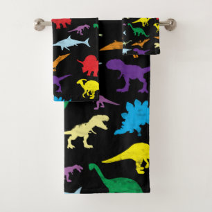 Colourful Dinosaurs Watercolor Kids Pattern Bath Towel Set
