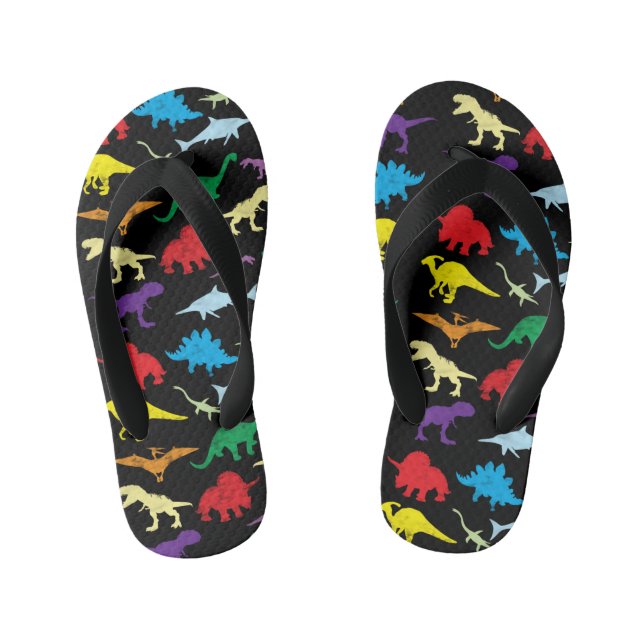 Colourful Dinosaurs Watercolor Kids Pattern Kid's Flip Flops (Footbed)