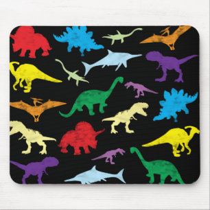 Colourful Dinosaurs Watercolor Kids Pattern Mouse Mat