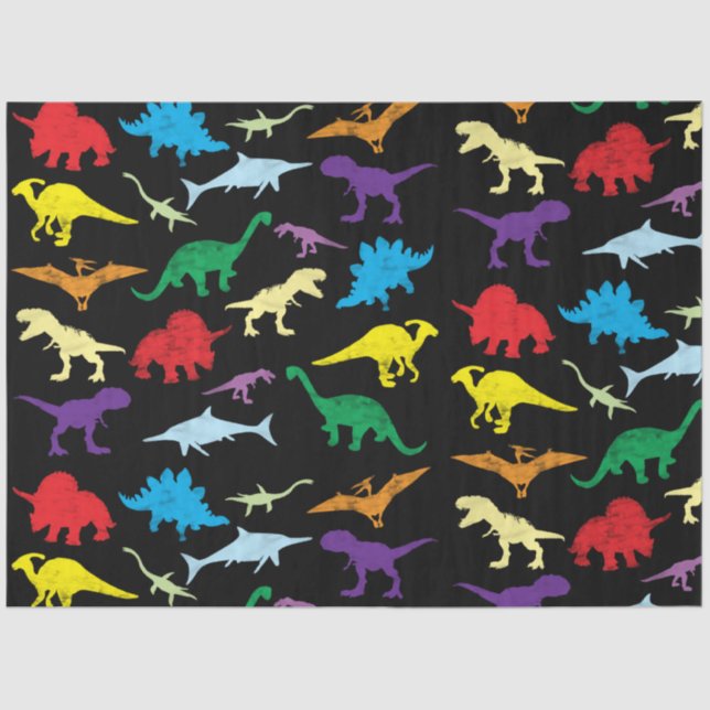 Colourful Dinosaurs Watercolor Kids Pattern  Tissue Paper (Front)