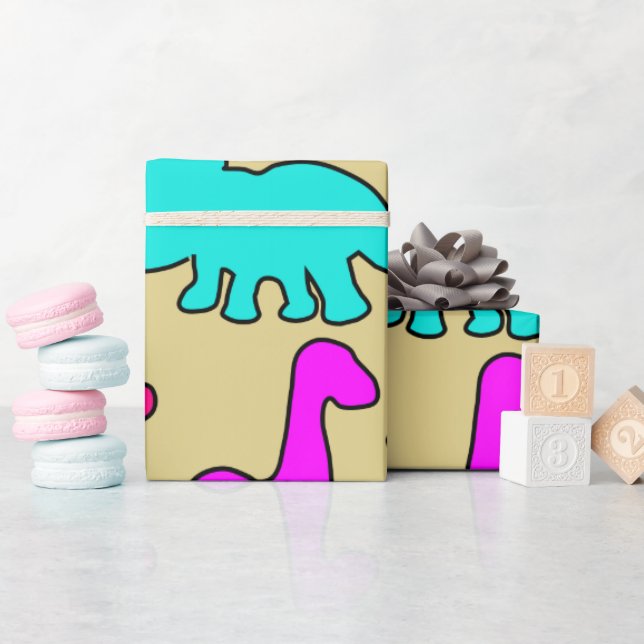 Colourful Dinosaurs  Wrapping Paper (Baby Shower)
