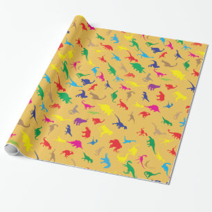 Colourful dinosaurs wrapping paper