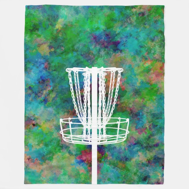Colourful Disc Golf Basket Fleece Blanket (Front)