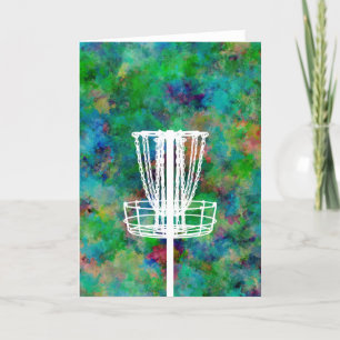 Colourful Disc Golf Basket Holiday Card