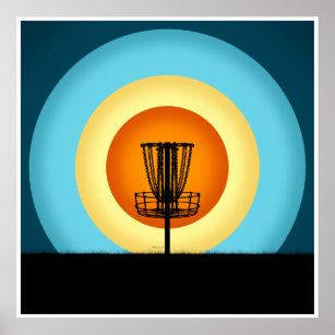 Colourful Disc Golf Basket Poster
