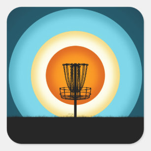 Colourful Disc Golf Basket Square Sticker