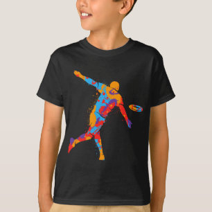 Colourful Disc Golfer Frisbees Boys Kids Men Disc T-Shirt