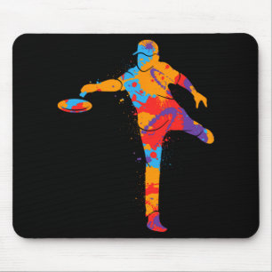 Colourful Disc Golfer Frisbees Boys Men Kids Disc Mouse Mat