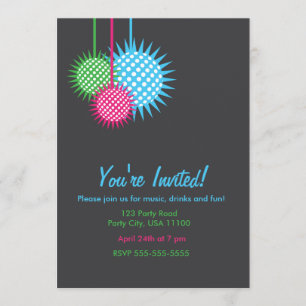 Colourful Disco Ball Party Invitation