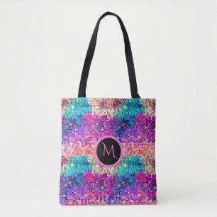 Colourful Disco Ball Retro Glitter Print Tote Bag