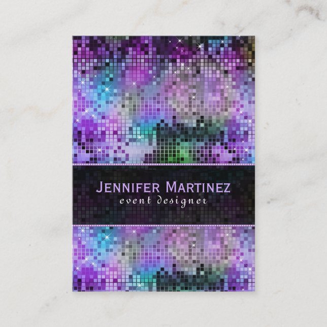 Colourful Disco Glitter & Sparkles Business Card (Front)