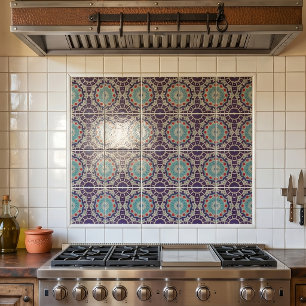 Colourful Distressed Moroccan Geometric Pattern Tile