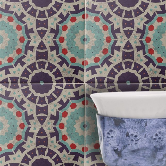 Colourful Distressed Moroccan Geometric Pattern Tile (Creator Uploaded)