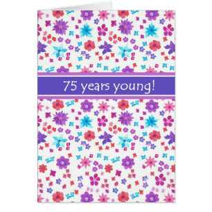 Colourful Ditsy Floral Age-specific 75th Birthday