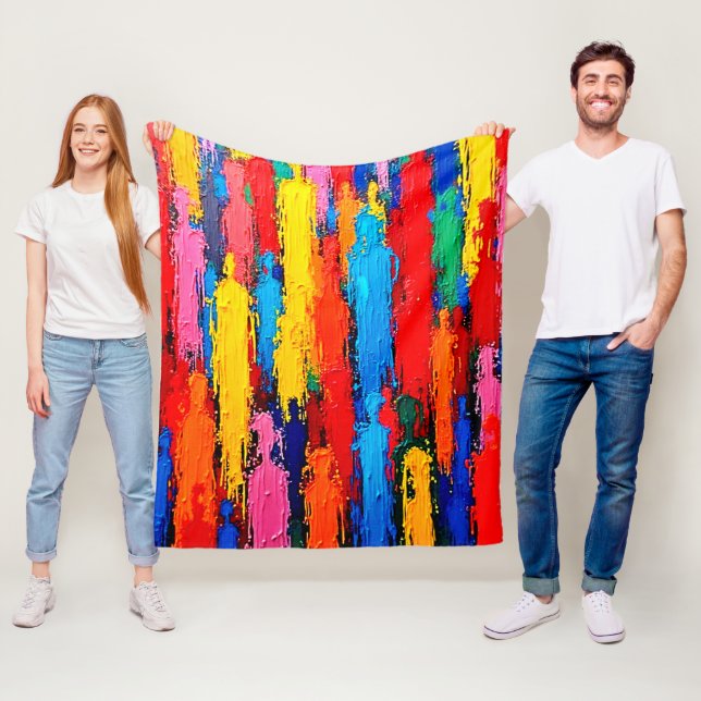 Colourful Diverse Human Connection Art Fleece Blanket (In Situ)