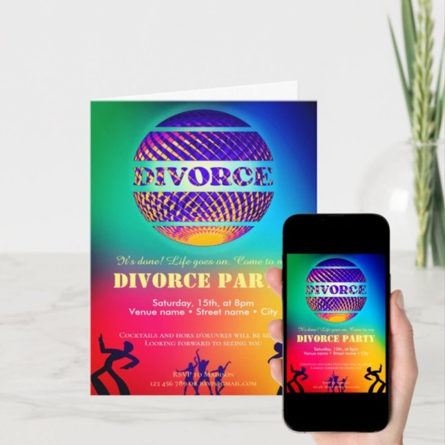 Colourful divorce party invitation (Creator Uploaded)