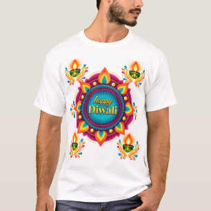 Colourful Diwali Mandala with Traditional Diyas T-Shirt