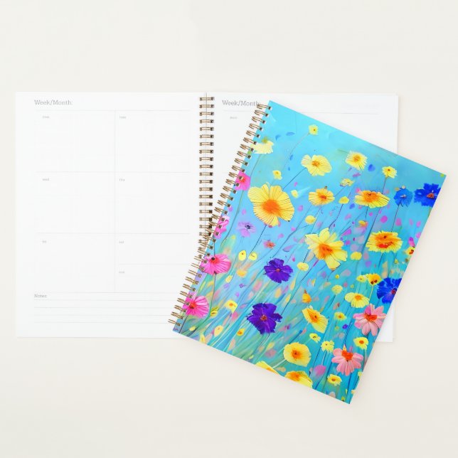 Colourful DIY Painted Flowers Pattern Christian Planner (Display)