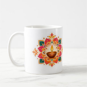 Colourful Diya Rangoli Diwali Greeting Design Coffee Mug