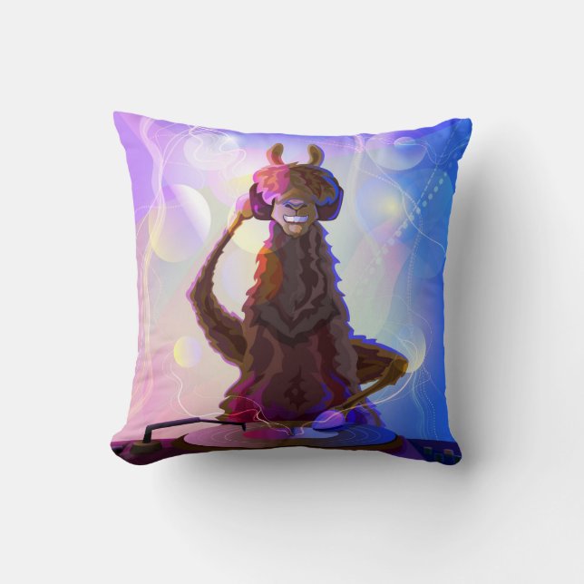 Colourful Dj Llama Cushion (Front)
