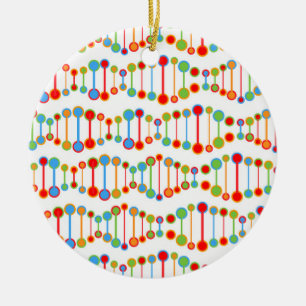 Colourful DNA structure pattern Ceramic Tree Decoration