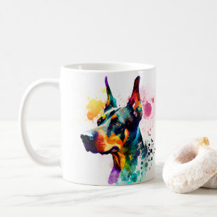 Colourful Doberman Pincher Dog  Pet Coffee Mug, Cu Mug