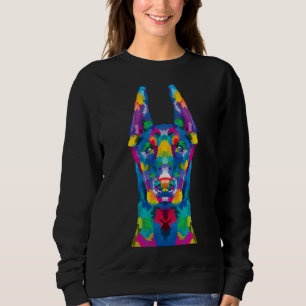 Colourful Doberman Pinscher Cute Geometric Dog Pop Sweatshirt