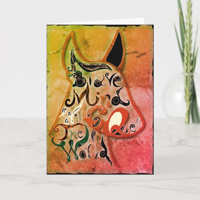 Colourful dog: A brave mind will conquer the world Thank You Card (Front)