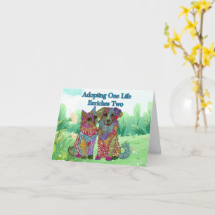 Colourful Dog and Cat Adoption Greeting Card
