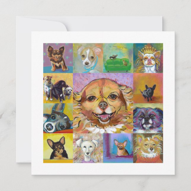 Colourful dog art contemporary paintings fun cards (Front)