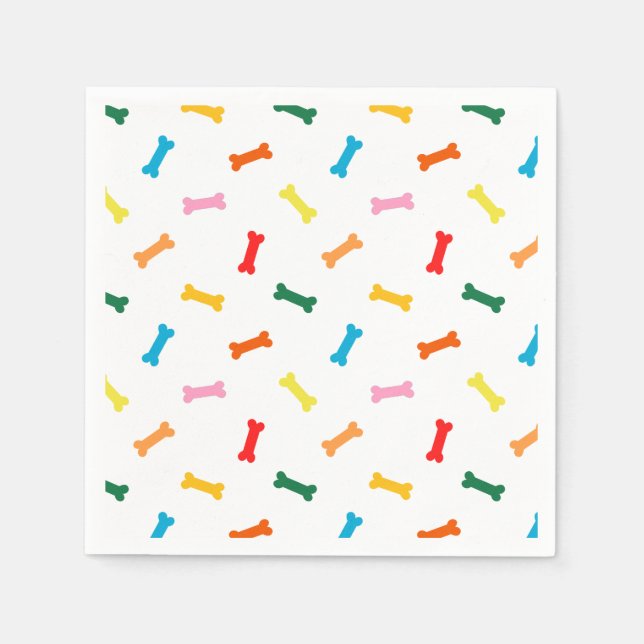 Colourful Dog Biscuit Bones Party Napkins For Dogs (Front)