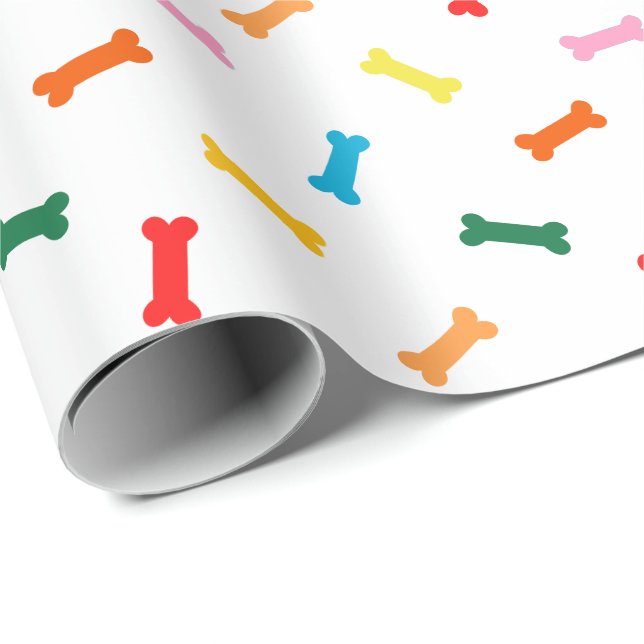 Colourful Dog Biscuit Bones Wrapping Paper For (Roll Corner)