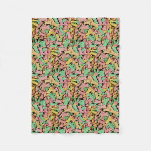 colourful dog bone biscuits fleece blanket
