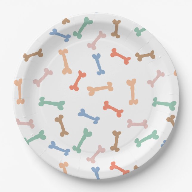 Colourful Dog Bone Party  Paper Plate (Front)