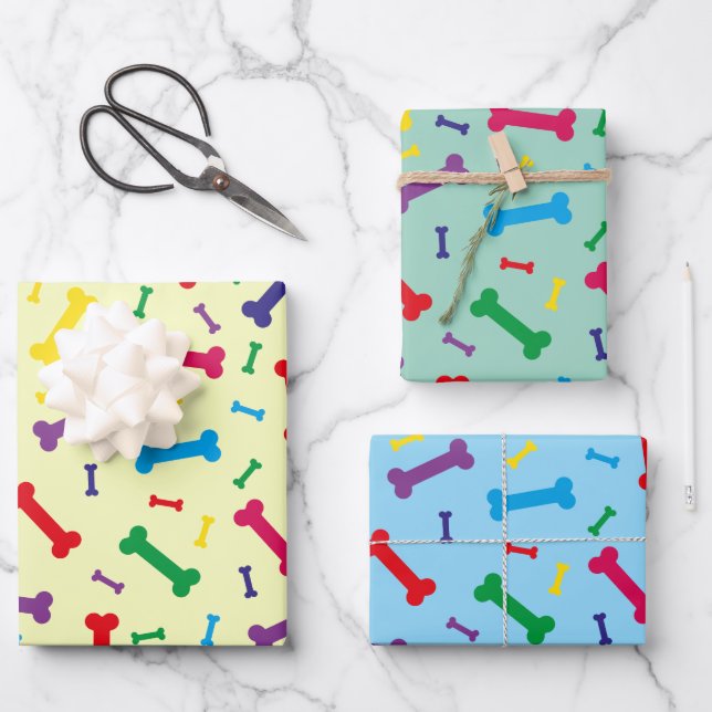 Colourful Dog Bones Design  Wrapping Paper Sheet (Front)