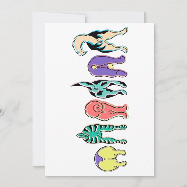 Colourful Dog Butts Holiday Card (Front)