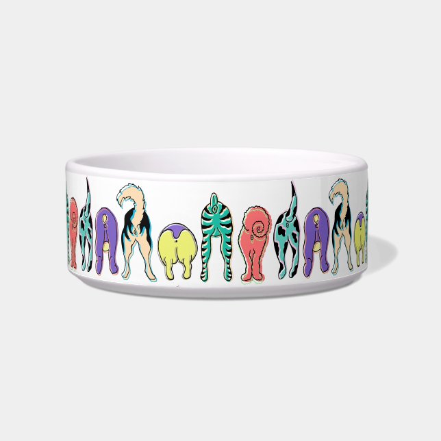 Colourful Dog Butts Pattern Bowl (Front)