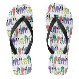 Colourful Dog Butts Pattern Flip Flops