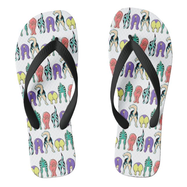 Colourful Dog Butts Pattern Flip Flops (Footbed)