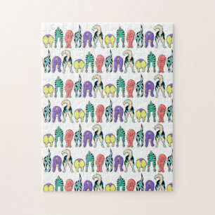 Colourful Dog Butts Pattern Jigsaw Puzzle