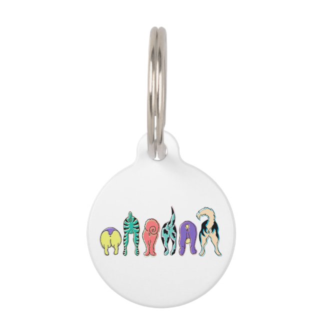Colourful Dog Butts Pet Tag (Front)