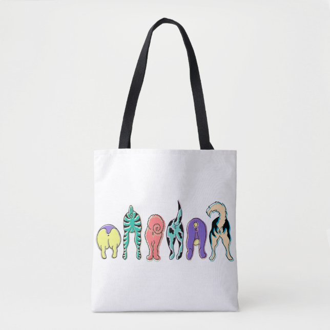 Colourful Dog Butts Tote Bag (Front)