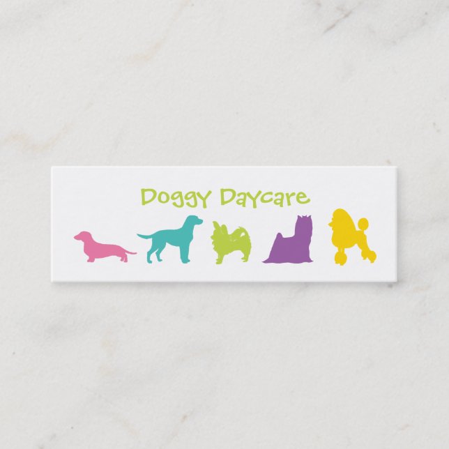 Colourful Dog Daycare or Spa Mini Business Card (Front)