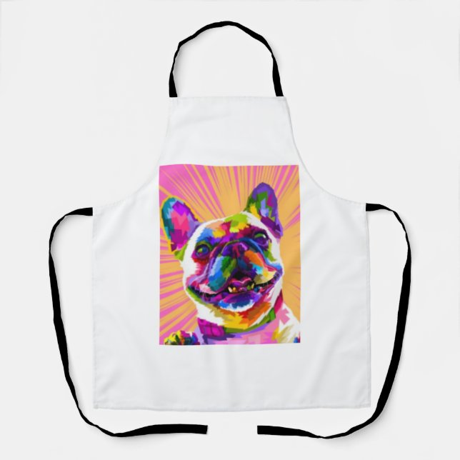 Colourful dog design  apron (Front)